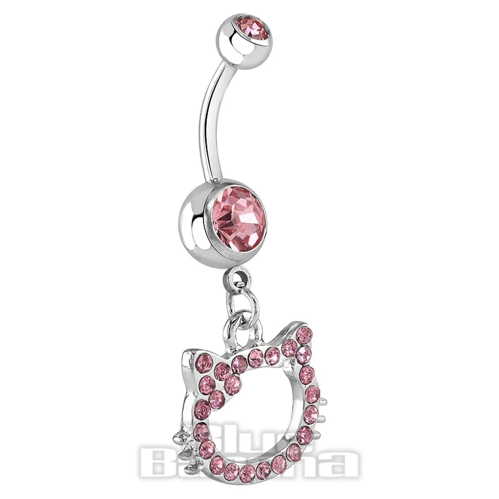 Blue Banana Surgical Steel 1.6mm Cat Navel Bar (Light Rose)