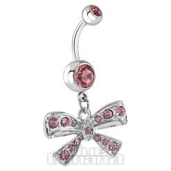 Blue Banana Surgical Steel 1.6mm Bow Navel Bar (Light Rose)
