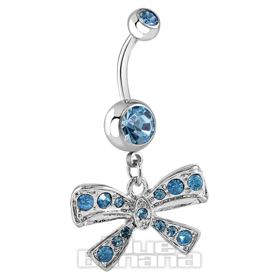 Blue Banana Surgical Steel 1.6mm Bow Navel Bar (Aqua)