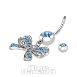 Blue Banana Surgical Steel 1.6mm Bow Navel Bar (Aqua)