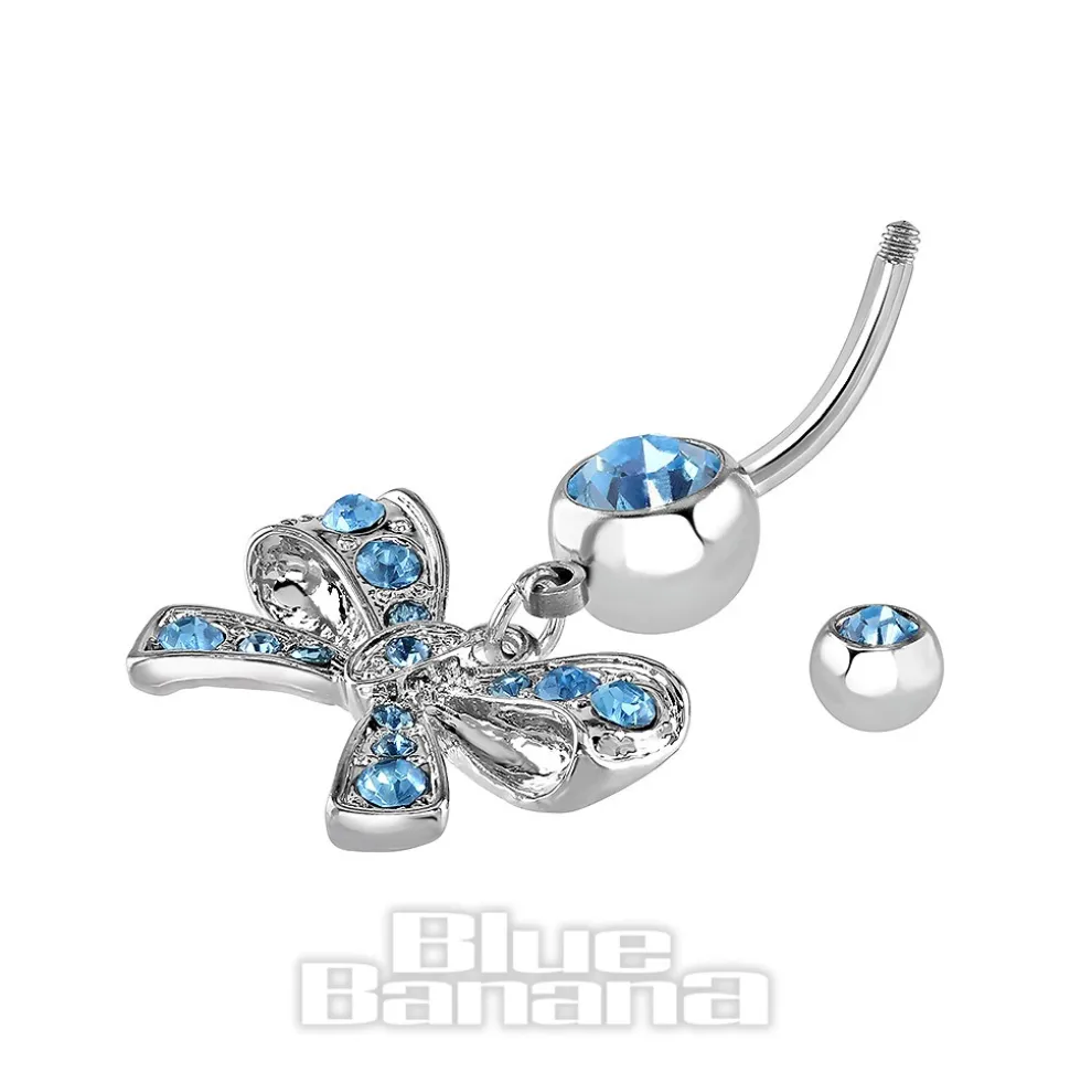 Blue Banana Surgical Steel 1.6mm Bow Navel Bar (Aqua)