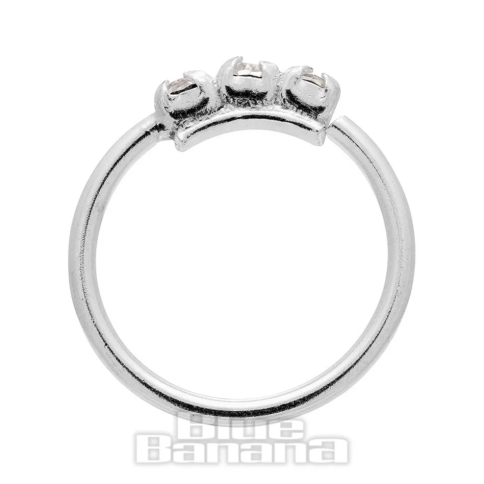 Blue Banana Surgical Steel 8mm 3 Crystals Nose Ring (Clear/Silver)