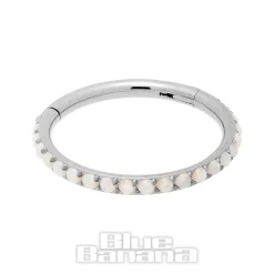 Blue Banana Surgical Steel 1.2mm Hinged Segment Ring (Half Opal)