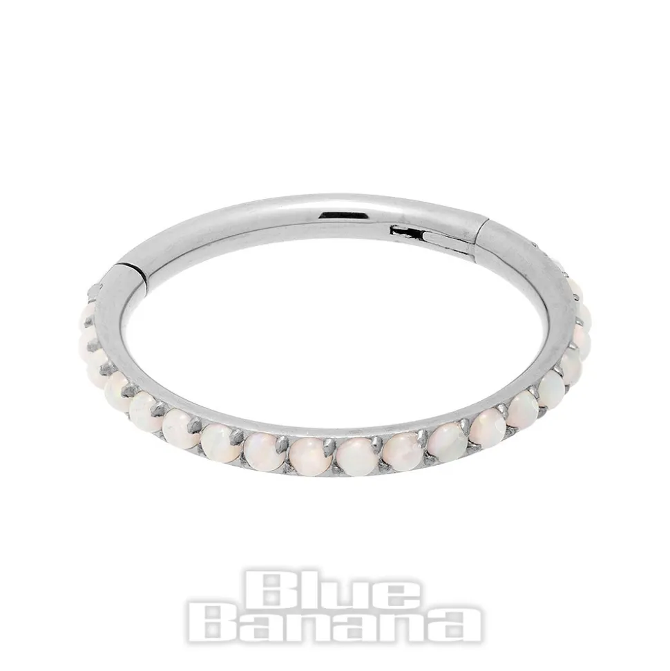 Blue Banana Surgical Steel 1.2mm Hinged Segment Ring (Half Opal)
