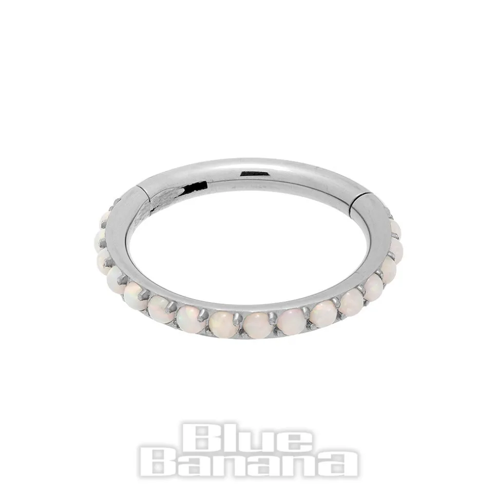 Blue Banana Surgical Steel 1.2mm Hinged Segment Ring (Half Opal)