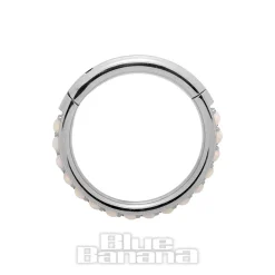Blue Banana Surgical Steel 1.2mm Hinged Segment Ring (Half Opal)