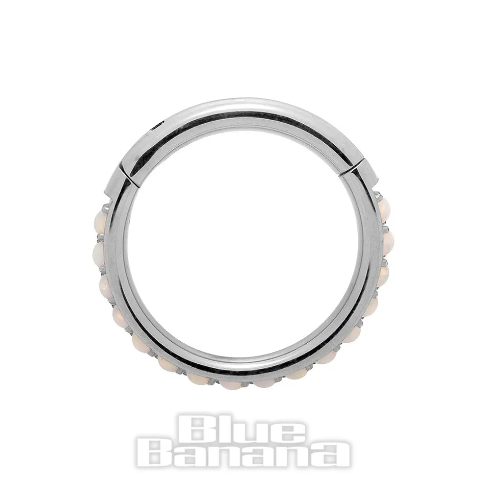 Blue Banana Surgical Steel 1.2mm Hinged Segment Ring (Half Opal)