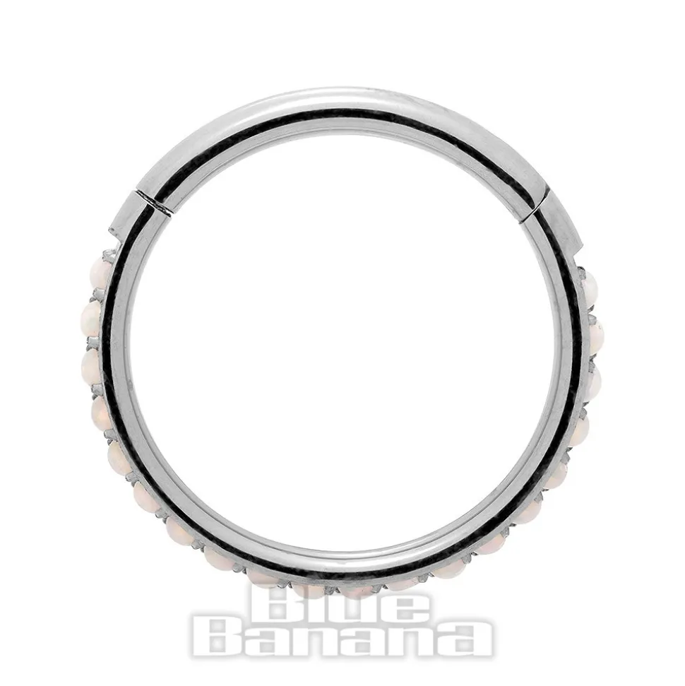 Blue Banana Surgical Steel 1.2mm Hinged Segment Ring (Half Opal)