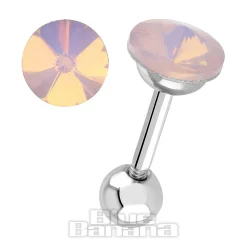 Blue Banana Surgical Steel 1.2mm Opal Crystal Tragus Bar (Pink)