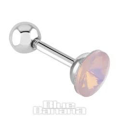 Blue Banana Surgical Steel 1.2mm Opal Crystal Tragus Bar (Pink)