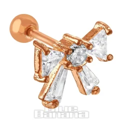 Blue Banana Surgical Steel 1.0mm Bow Tragus Stud (Gold)