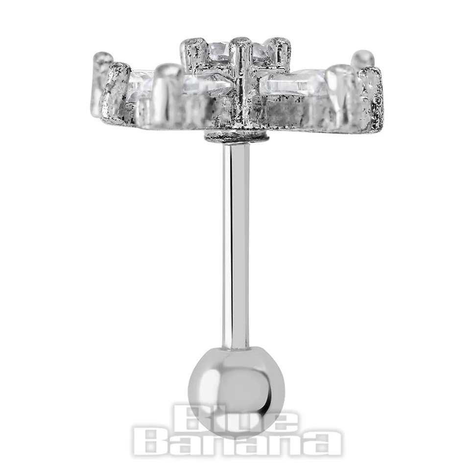 Blue Banana Surgical Steel 1.0mm Bow Tragus Stud (Silver)