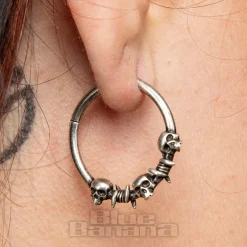 Blue Banana Surgical Steel Skulls Clicker (Silver/Copper)