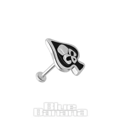 Blue Banana Surgical Steel Skull Spade Labret (Silver)