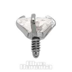 Blue Banana Surgical Steel Square Cut Crystal Dermal Top (Silver)