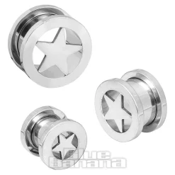 Blue Banana Surgical Steel Star Ear Tunnel 6-14mm (Silver)