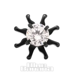 Blue Banana Surgical Steel Sun Dermal Top (Crystal/Black)