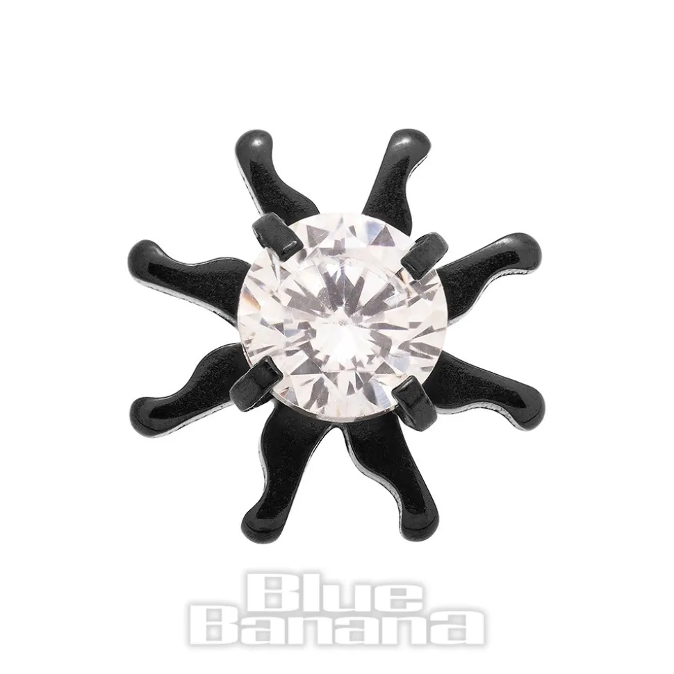 Blue Banana Surgical Steel Sun Dermal Top (Crystal/Black)