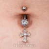 Blue Banana Surgical Steel 1.6 x 10mm Zircon Cross Navel Bar (Crystal)