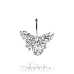 Blue Banana Surgical Steel 1.6x10mm Zirconia Butterfly Navel Bar (Crystal)