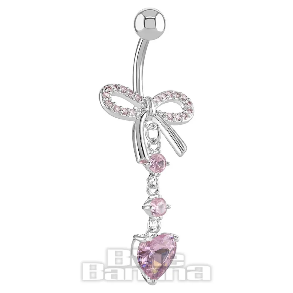 Blue Banana Surgical Steel 1.6 x 10mm Externally Threaded Navel Bar Bow (Rose)