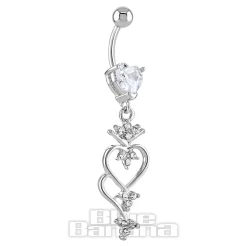 Blue Banana Surgical Steel 1.6 x 10mm Dangle Jewel Navel Bar (Silver)
