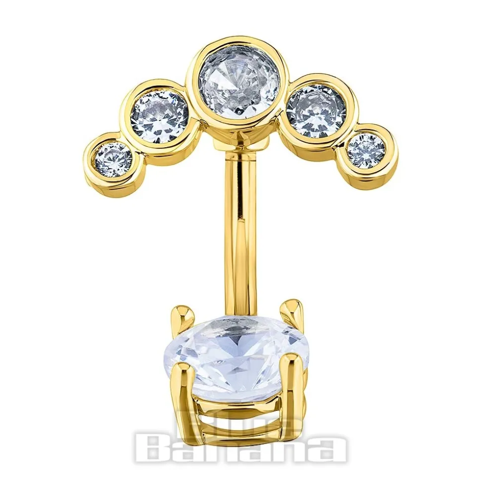Blue Banana Top Bar Navel Bar (Crystal)
