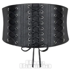 Blue Banana Triple Laces Wide Waist Belt (Black)