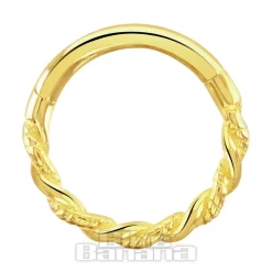 Blue Banana Twist 14K Gold 1.2 x 8mm Hinged Segment Ring (Gold)