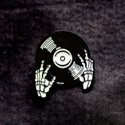 Blue Banana Vinyl Record Pin Badge (Black)