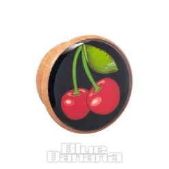 Blue Banana Wood Cherries Ear Plug 8-18mm (Black)