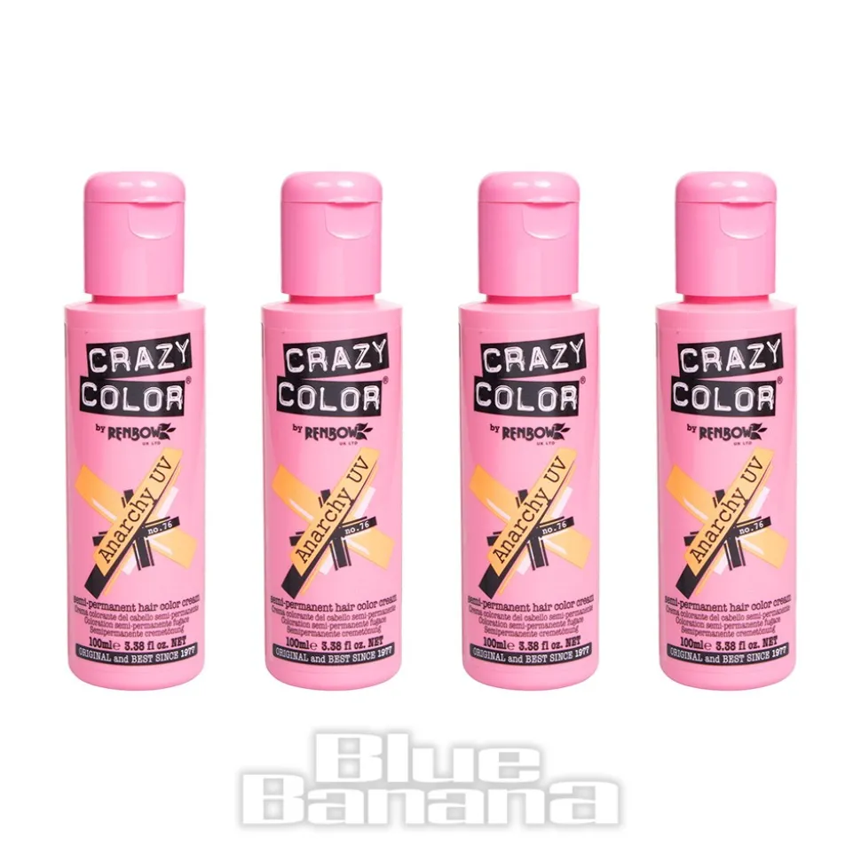 Crazy Color Semi-Permanent Hair Dye 4 Pack 100ml (Anarchy UV)