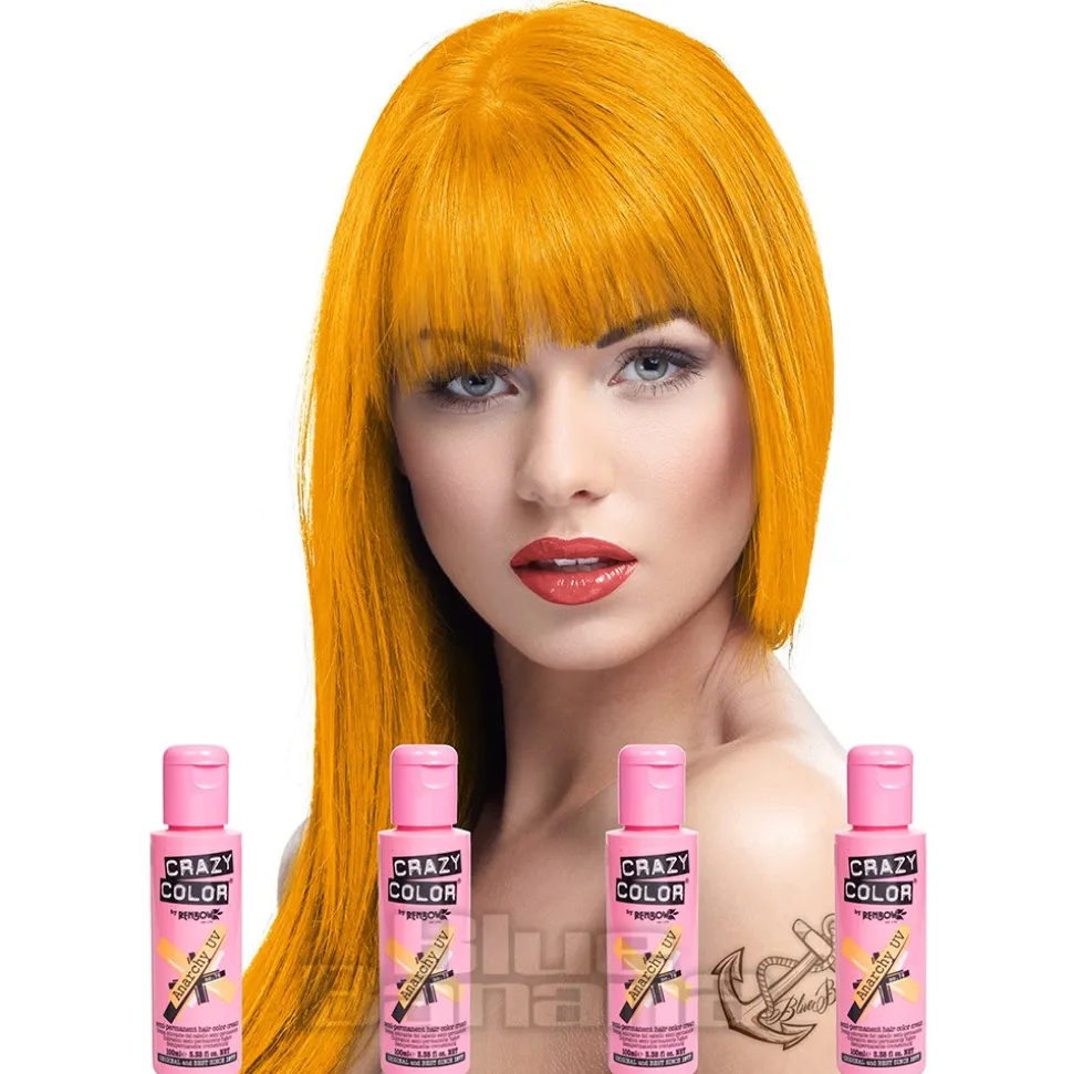 Crazy Color Semi-Permanent Hair Dye 4 Pack 100ml (Anarchy UV)