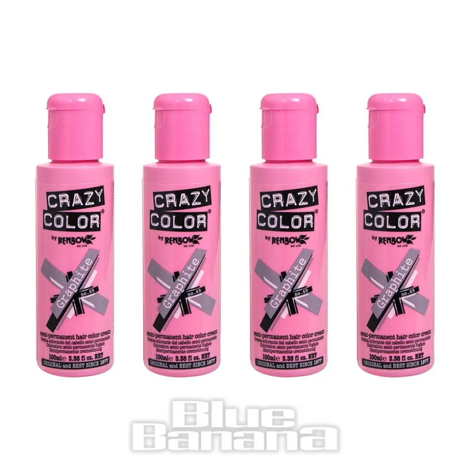 Crazy Color Semi-Permanent Hair Dye 4 Pack 100ml (Graphite)