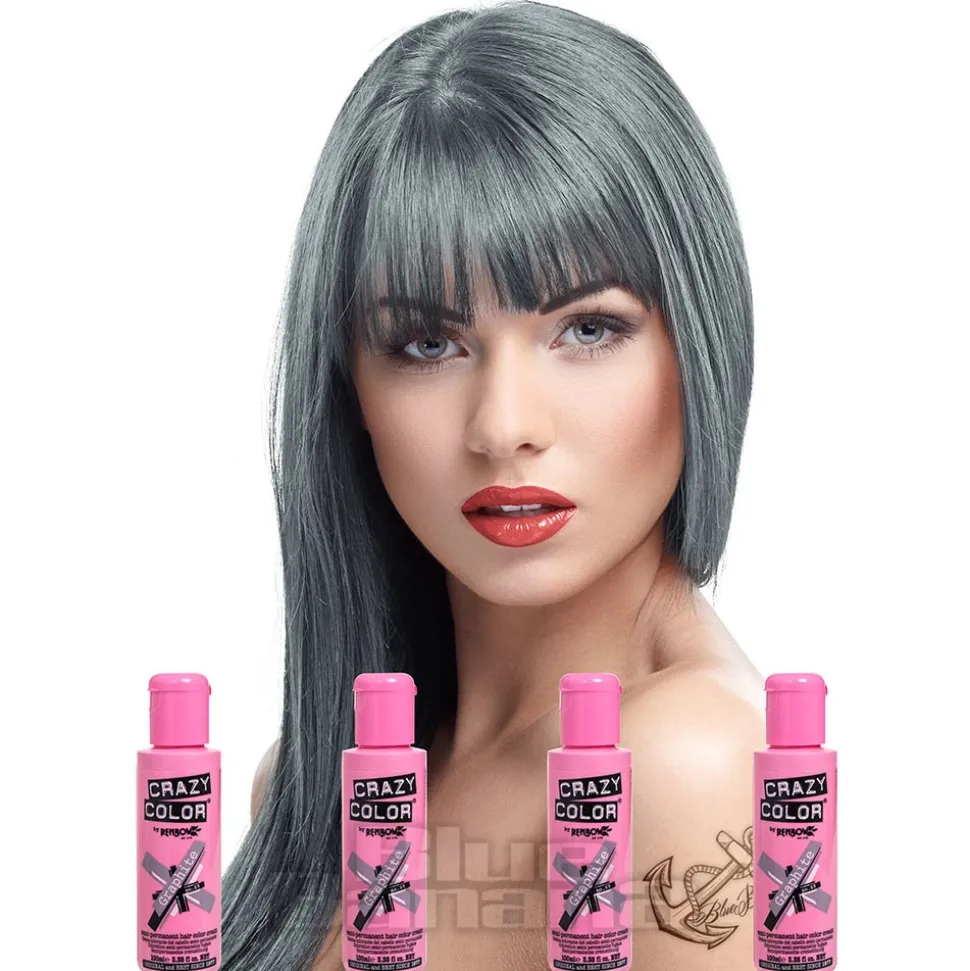 Crazy Color Semi-Permanent Hair Dye 4 Pack 100ml (Graphite)