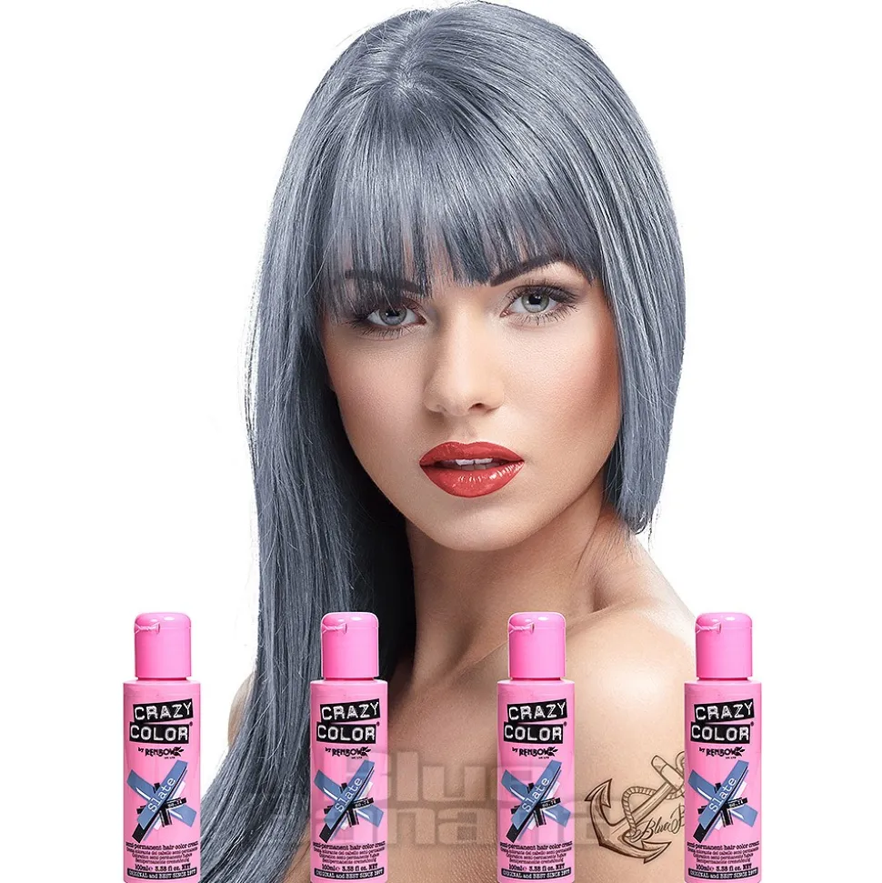 Crazy Color Semi-Permanent Hair Dye 4 Pack 100ml (Slate)