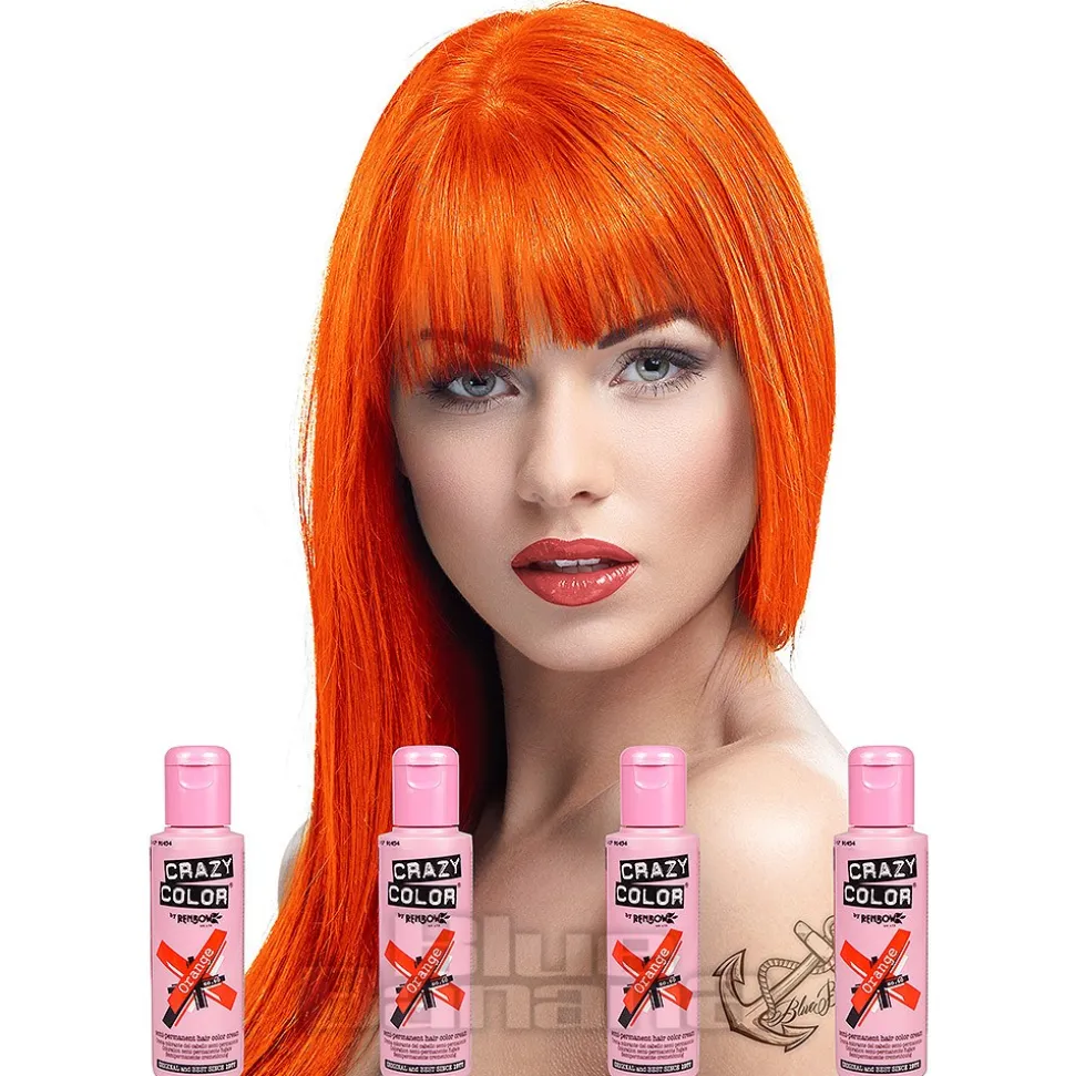 Crazy Color Semi-Permanent Hair Dye 4 Pack 100ml (Orange)