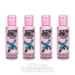 Crazy Color Semi-Permanent Hair Dye 4 Pack 100ml (Blue Jade)