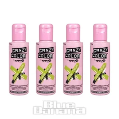 Crazy Color Semi-Permanent Hair Dye 4 Pack 100ml (Lime Twist)