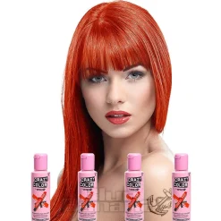 Crazy Color Semi-Permanent Hair Dye 4 Pack 100ml (Coral Red)