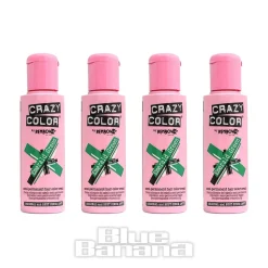 Crazy Color Semi-Permanent Hair Dye 4 Pack 100ml (Emerald Green)
