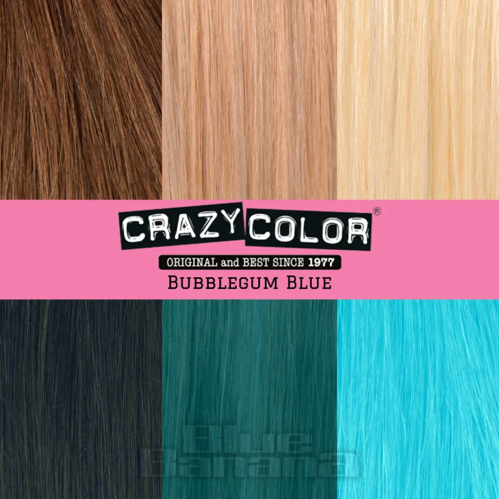 Crazy Color Semi-Permanent Hair Dye 4 Pack 100ml (Bubblegum Blue)
