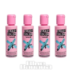 Crazy Color Semi-Permanent Hair Dye 4 Pack 100ml (Bubblegum Blue)