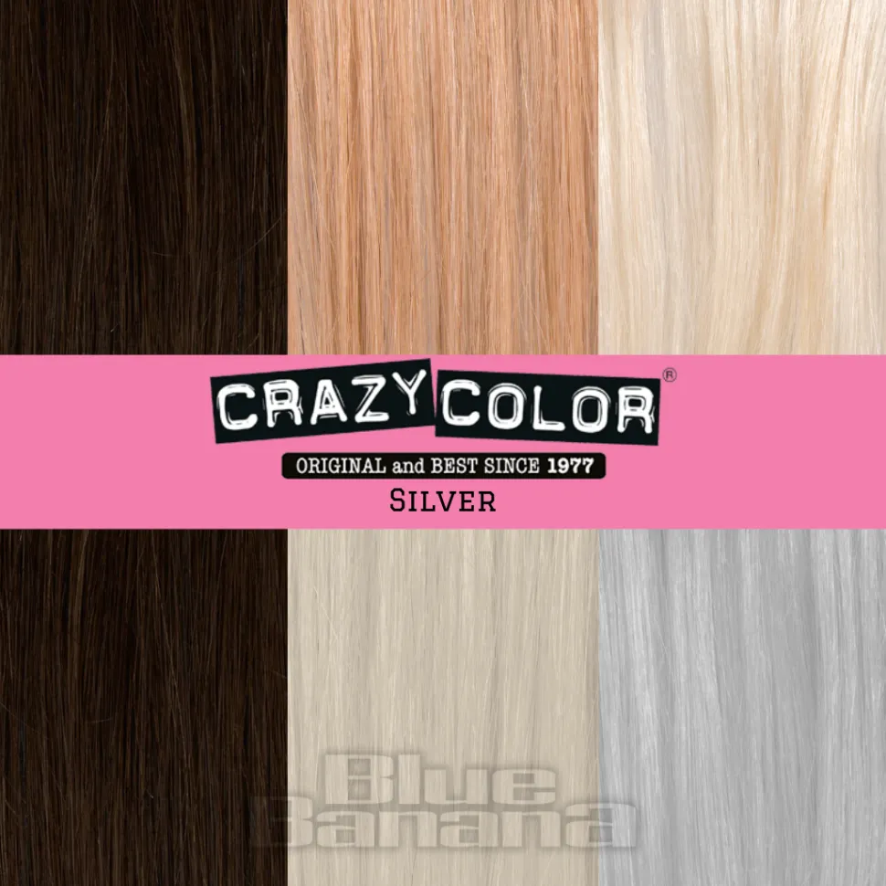 Crazy Color Semi-Permanent Hair Dye 4 Pack 100ml (Silver)