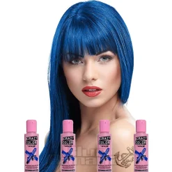 Crazy Color Semi-Permanent Hair Dye 4 Pack 100ml (Capri Blue)