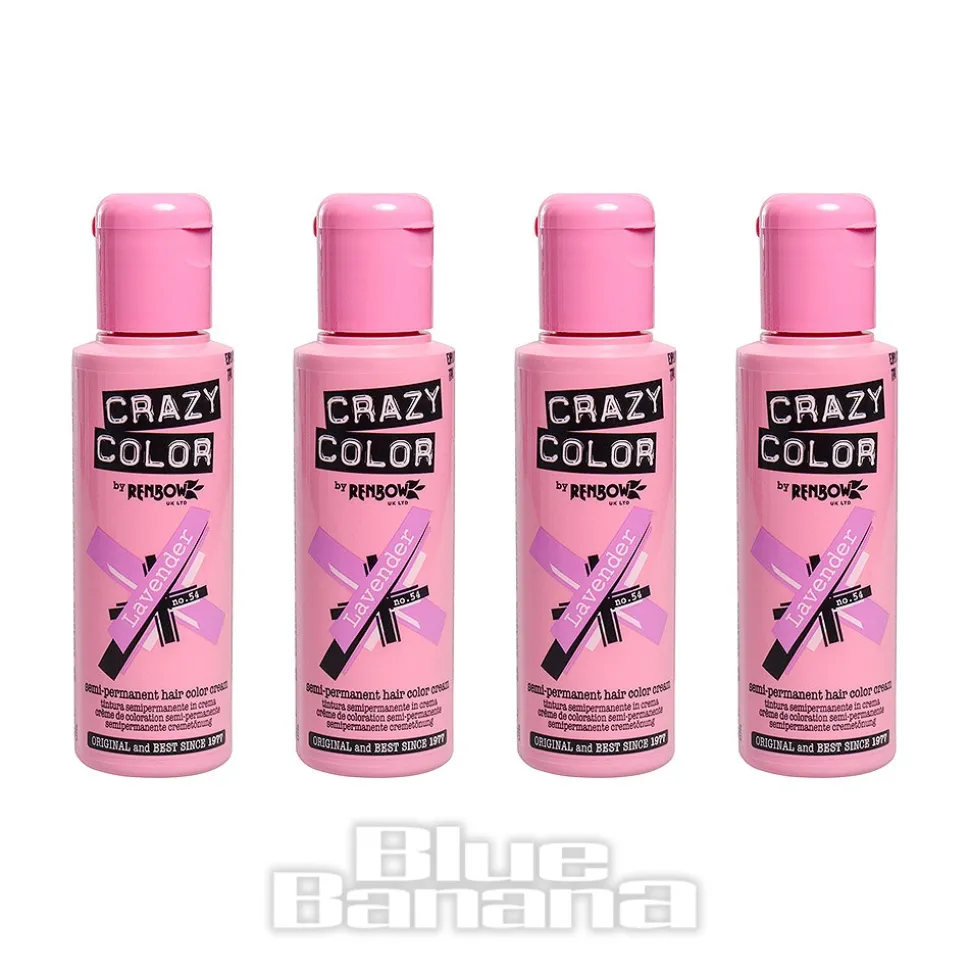 Crazy Color Semi-Permanent Hair Dye 4 Pack 100ml (Lavender)
