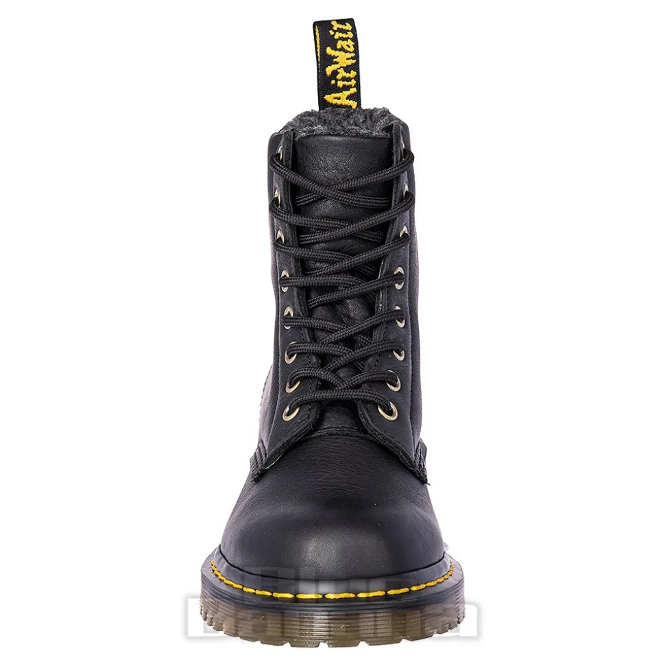 Dr Martens Pascal Collar Faux Fur Boots (Black)