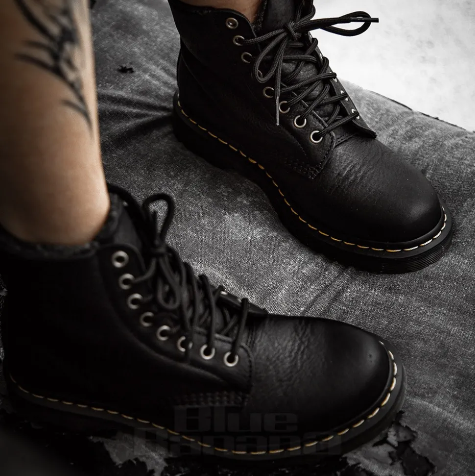 Dr Martens Pascal Collar Faux Fur Boots (Black)