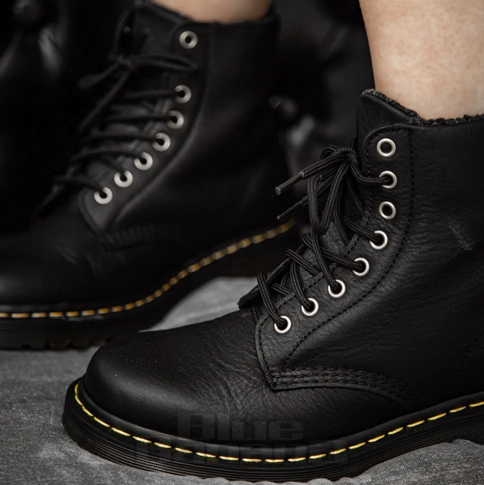 Dr Martens Pascal Collar Faux Fur Boots (Black)