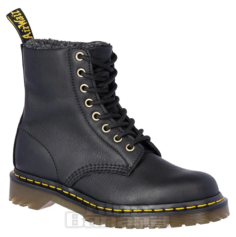 Dr Martens Pascal Collar Faux Fur Boots (Black)